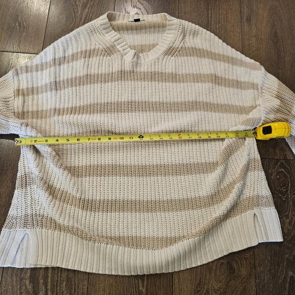 American Eagle AE Women's Cream & Tan Striped Long Sleeve Knit Sweater Size XL - Picture 7 of 13